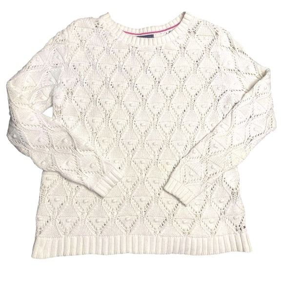 Tommy Hilfiger Sweaters - Tommy Hilfiger Women's Sweater Cable Knit Pullover‎ preppy boho crochet Size XL